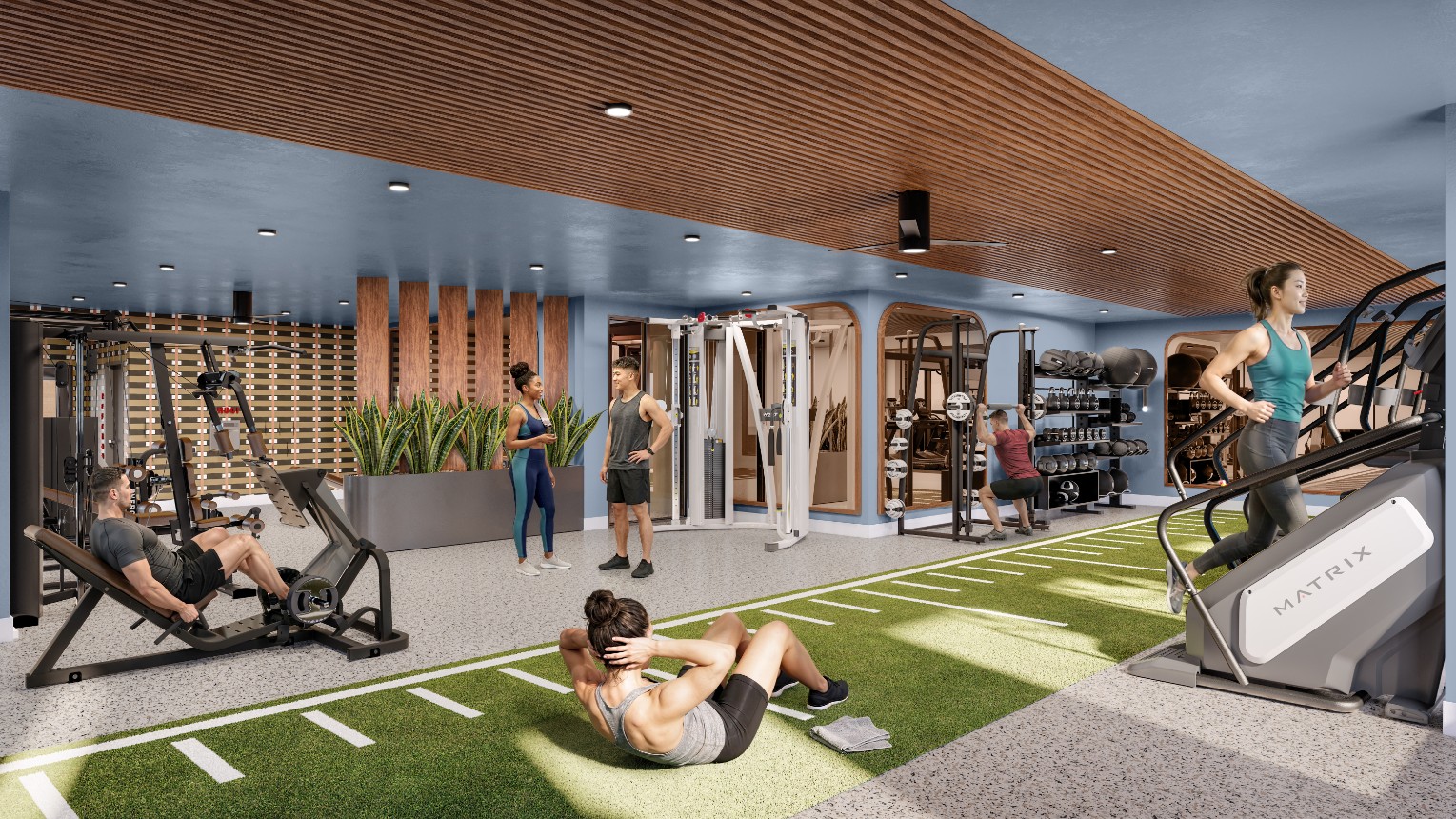 Rendering of the fitness center at Chapter Alder