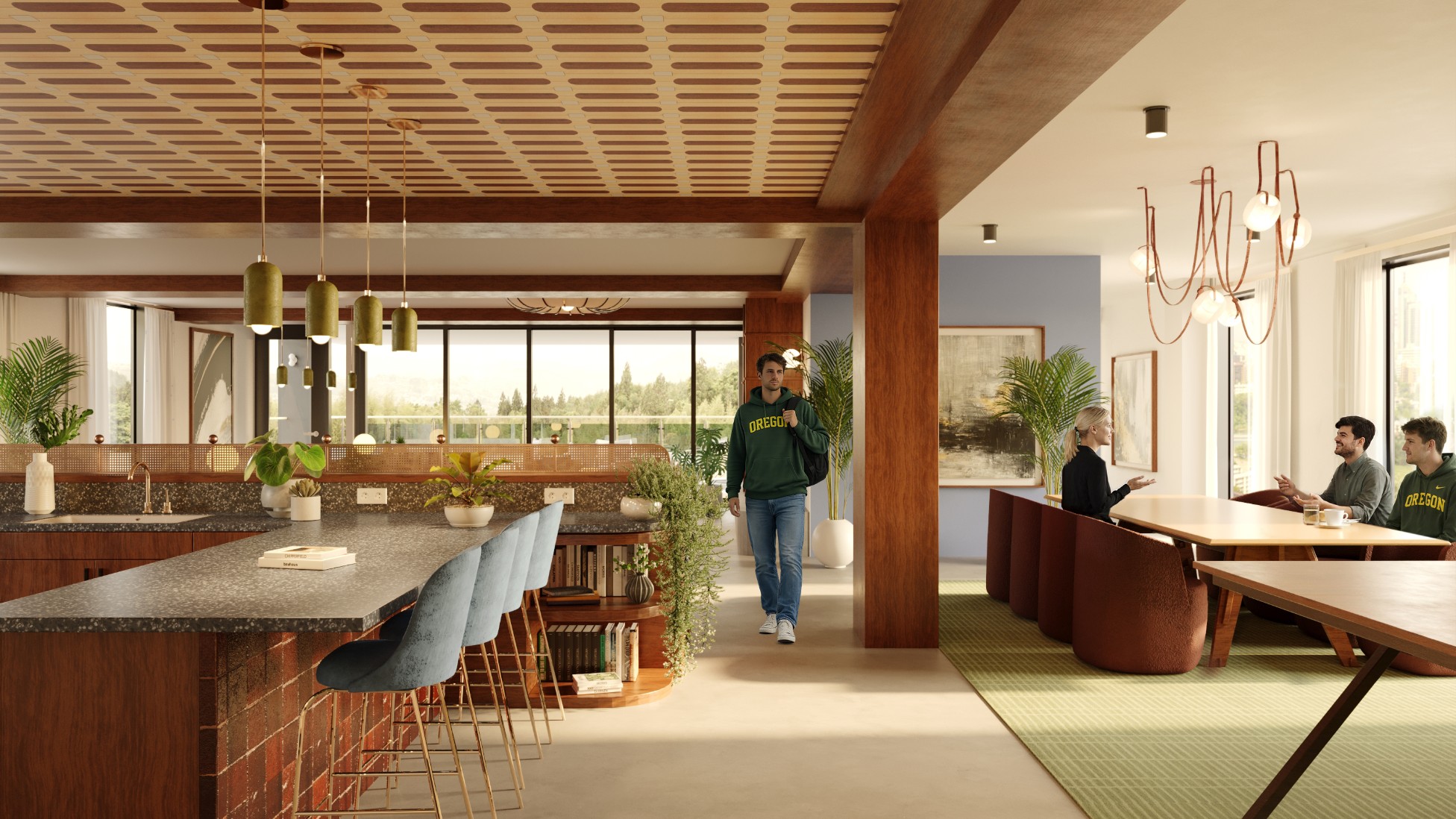 Rendering of the stylish clubroom at Chapter Alder