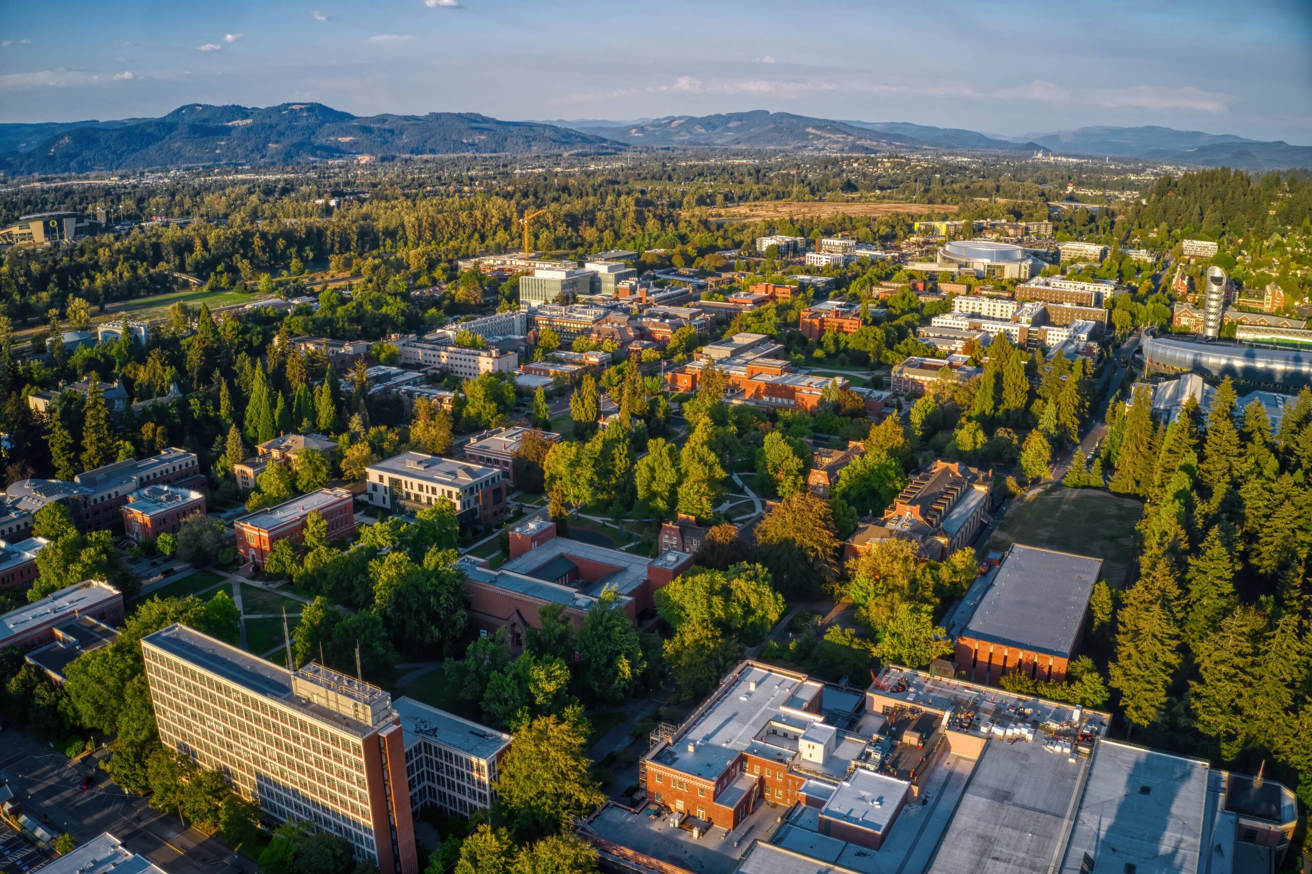 Aerial view of the UO campus