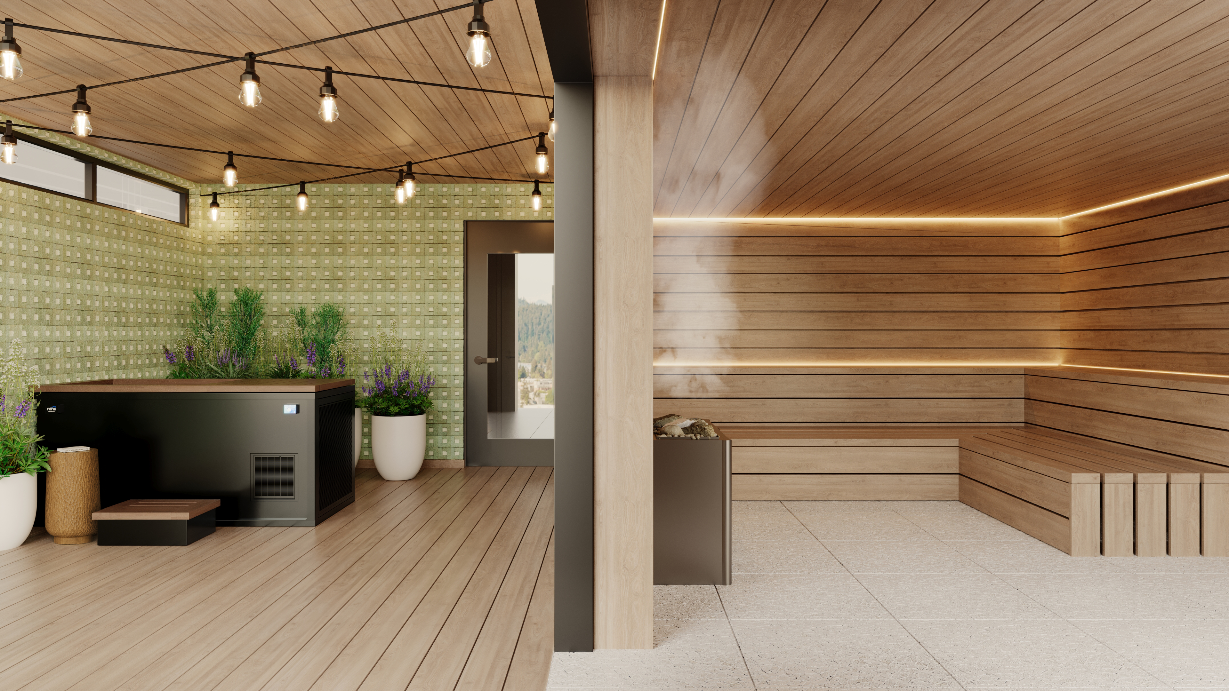 sauna and cold plunge wellness area