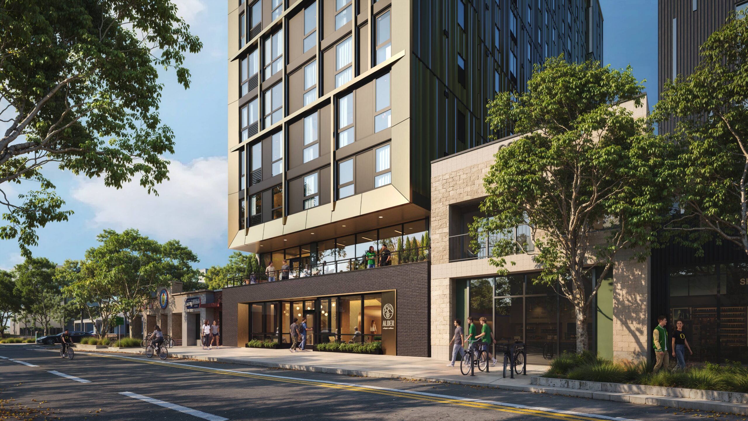 Street view rendering of Alder, A Chapter Residence